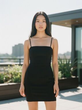 Windsor Black Dress with Spaghetti Straps with a nice bow in the back NWT